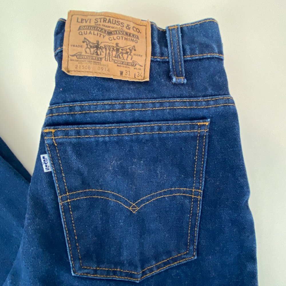 Vintage Levis 517 Jeans 31 x 34 Blue Denim White Tab Made in the USA - Picture 3 of 14